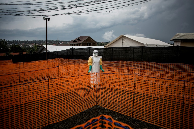 Dans un centre de traitement d'Ebola de Médecins sans frontières (MSF) à Bunia, en République démocratique du Congo, le 7 novembre 2018.