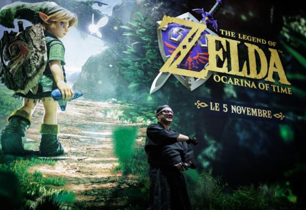 Une affiche du jeu vidéo Zelda, dont le remake "Ocarina" sortira le 5 novembre, lors de la Paris Games Week, le 21 octobre 2026 à Paris