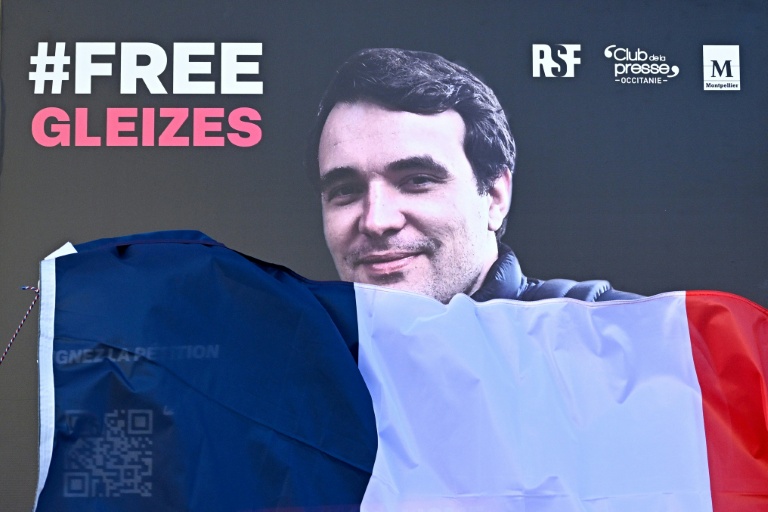 Un portrait du journaliste sportif Christophe Gleizes, détenu en Algérie, le 29 janvier 2026 à Montpellier