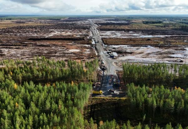 Vue aérienne du site où Google prévoit de construire un nouveau centre de données, le 29 septembre 2026 à Muhos, dans le nord de la Finlande 