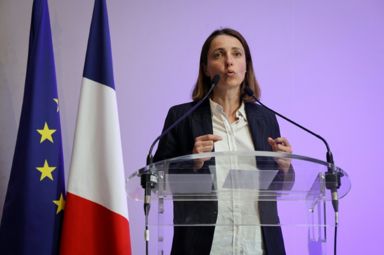 La secrétaire générale de la CGT, Sophie Binet, en conférence de presse, le 13 avril 2026 à Paris