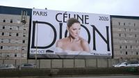 Un panneau publicitaire de la chanteuse canadienne Céline Dion annonçant les dates de ses prochains concerts à Paris, à la Porte de Saint-Ouen, dans le nord de Paris, le 31 mars 2026