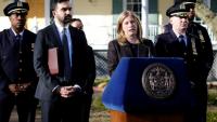 La cheffe de la police new-yorkaise Jessica Tisch lors d'une conférence de presse le 9 mars 2026, à New York, aux Etats-Unis
