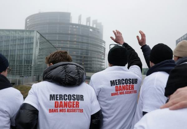 Manifestation contre l'accord sur le Mercosur devant le Parlement européen à Strasbourg, le 21 janvier 2026