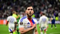L'attaquant de Lyon Rayan Cherki après un but contre Manchester United en Ligue Europa, le 21 mai 2025 au Groupama Stadium