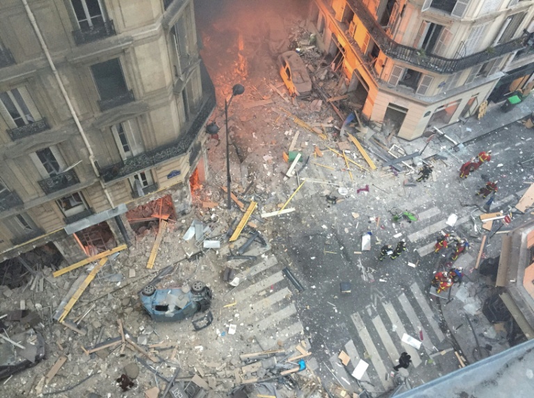 La rue de Trévise, après une explosion au gaz, le 12 janvier 2019 à Paris