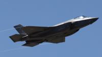 Démonstration du chasseur F-35 de Lockheed Martin au salon de Farnborough, près de Londres, le 20 juillet 2026