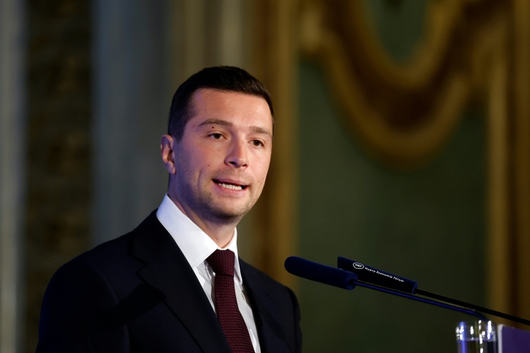 Le président du Rassemblement national Jordan Bardella à Madrid le 13 octobre 2026