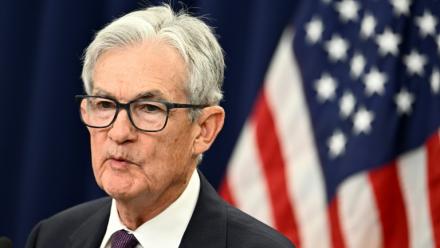 Le président de la Réserve fédérale américaine (Fed), Jerome Powell, lors d'une conférence de presse après avoir annoncé la décision de politique monétaire, le 29 avril 2026 à Washington