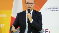 Le ministre de l'Industrie Sébastien Martin s'exprime lors de la "Rencontre des Entrepreneurs de France", l'événement de rentrée du Medef, à Paris, le 26 août 2026