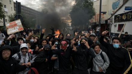 Des lycéens lors d'une manifestation près du lycée Déodat à Toulouse, le 1er octobre 2026 
