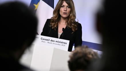 La porte-parole du gouvernement Maud Bregeon après le conseil des ministres à Paris, le 14 octobre 