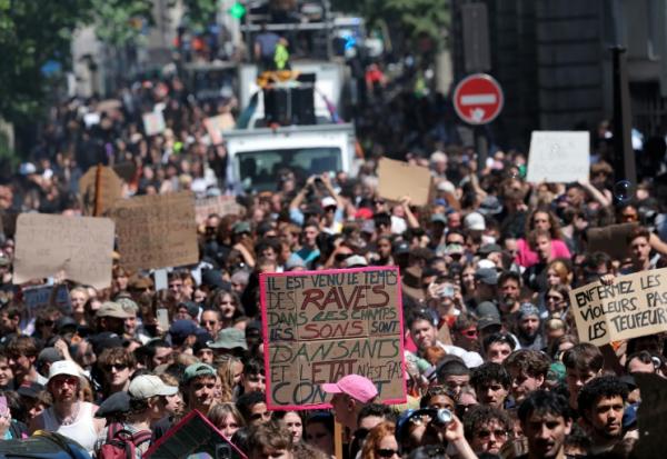 Manifestation pour défendre les "free parties" à Paris, le 13 juin 2026
