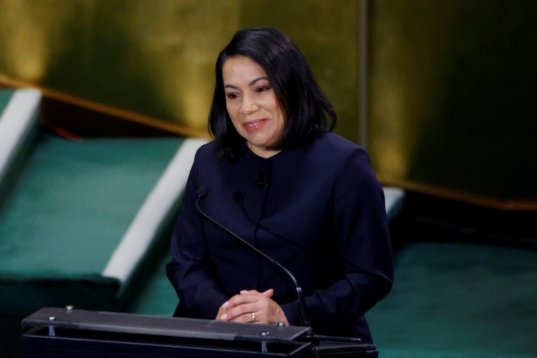 L'ancienne ministre des Affaires étrangères du Guyana, au siège de l'ONU à New York le 23 juillet 2026.