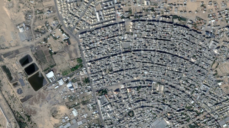 Image satellite du quartier de Tal al-Sultan, à Rafah, prise le 13 octobre 2025. Photo diffusée le 27 octobre par Planet Lab PBC