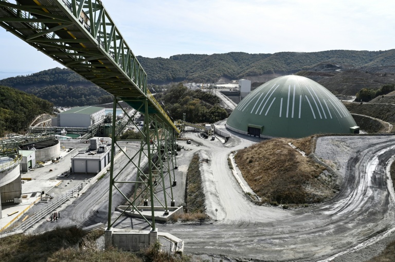 La mine d'or et de cuivre de Skouries, lors de son inauguration dans la péninsule de Chalcidique, dans le nord de la Grèce, le 8 octobre 2026