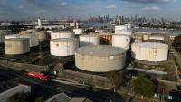 Le centre de distribution de carburant Mobil dans la banlieue de Yarraville, à Melbourne, le 23 mars 2026