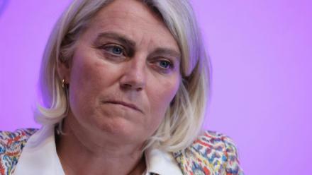 La ministre de la Santé, Stéphanie Rist, lors d'une conférence de presse sur la situation concernant l'hantavirus, le 12 mai 2026 à Paris 