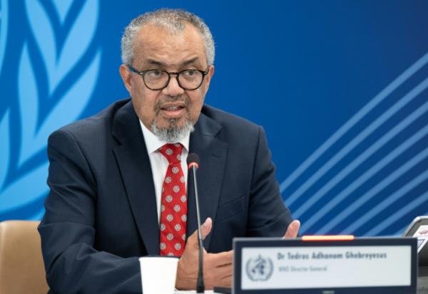 Le directeur général de l'Organisation mondiale de la Santé (OMS), Tedros Adhanom Ghebreyesus, en conférence de presse virtuelle consacrée au hantavirus, à Genève, le 7 mai 2026
