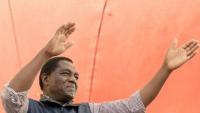 Hakainde Hichilema, lors d'un meeting électoral à Lusaka, le 11 août 2026