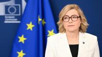 Henna Virkkunen, vice-présidente de la Commission européenne en charge du Numérique, le 15 avril 2026 à Brxuelles
