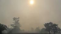 L'air de l'île indonésienne de Kalimantan pollué par des fumées d'incendies de forêt, le 20 août 2026 en Indonésie