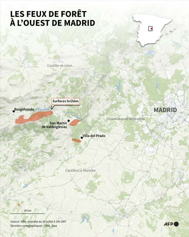 Les feux de forêt à l'ouest de Madrid