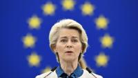 La présidente de la Commission européenne Ursula von der Leyen s'exprime devant le Parlement européen à Strasbourg le 18 janvier 2023 
