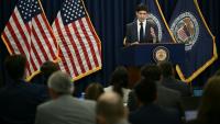 Le nouveau chef de la Réserve fédérale américaine (Fed) Kevin Warsh , en conférence de presse, le 17 juin 20216 à Washington