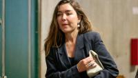 Miriam Haley, l'une des accusatrices au procès d'Harvey Weinstein dans les couloirs de la cour criminelle de Manhattan, à New York, le 30 avril 2025 