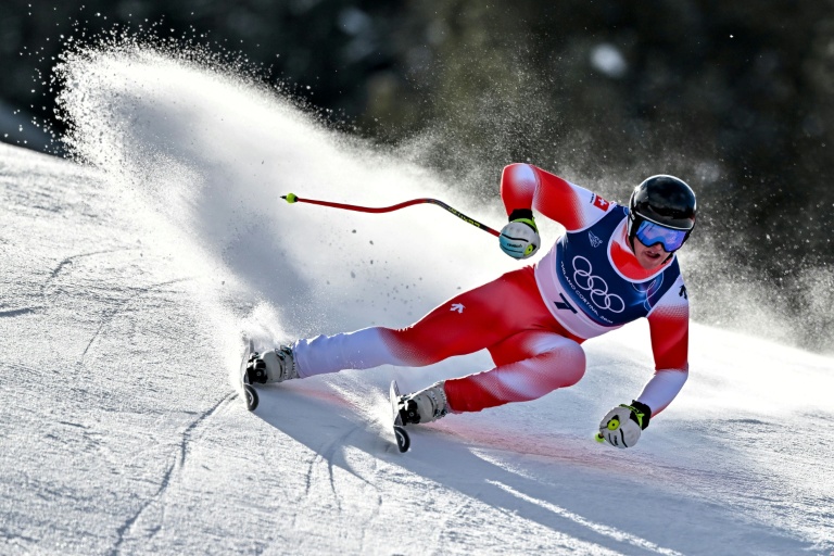Le skieur suisse Franjo von Allmen dans le Super-G des JO-2026, à Bormio, le 11 février 2026