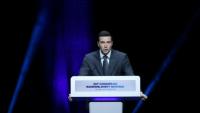 Le président du Rassemblement national (RN) Jordan Bardella lors du congrès de son parti, le 24 octobre 2026 à Orléans 
