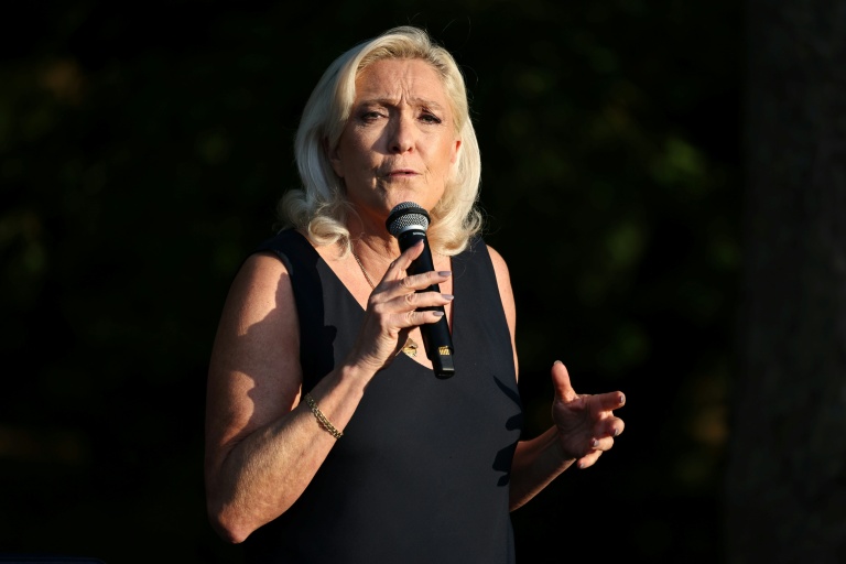 Marine Le Pen, présidente du groupe parlementaire d'extrême droite Rassemblement National, à Liévin, le 4 juillet 2026