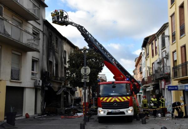 Le site de l'incendie à Saint-Laurent-de-la- Salanque, le 15 février 2022, dans les Pyrénées-Orientales