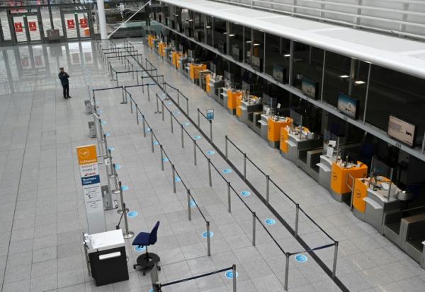 L'aéroport Franz Josef-Strauss de Munich, en Allemagne, désert pendant une grève le 26 mars 2023