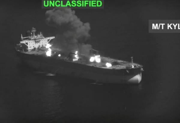 Image tirée d'une vidéo, le 5 septembre 2026, diffusée par le Commandement central des États-Unis (CENTCOM) sur X montrant ce que le CENTCOM présente comme une frappe des forces armées américaines contre un pétrolier iranien, le M/T Downy, au large de l'île de Kharg
