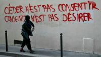 Au cours d’une marche dans le cadre de la journée internationale des droits des Femmes, à Paris le 8 mars 2025