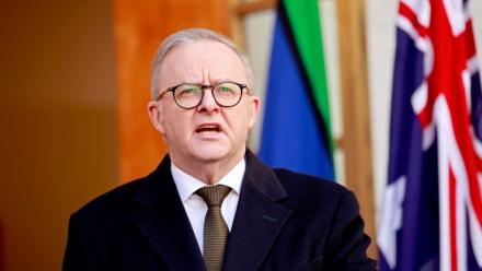 Le Premier ministre Anthony Albanese le 11 août 2025 lors de l'annonce de son intention de reconnaître l'Etat de Palestine