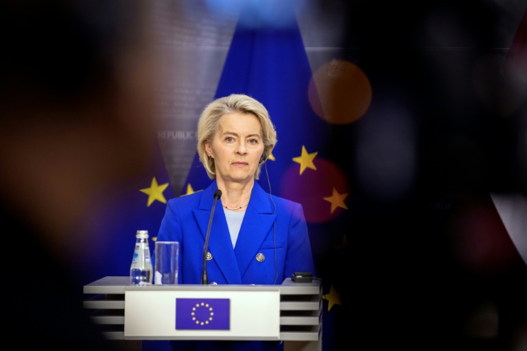 La présidente de la Commission européenne, Ursula von der Leyen, à Riga, le 29 août 2025