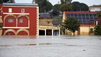 Une zone inondée dans le village de Las Pachecas à Jerez, lors de la dépression Leonardo, le 5 février 2026 dans le sud de l'Espagne