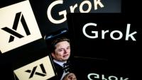 Logo de Grok, le robot d'intelligence artificielle,  développé par xAI.