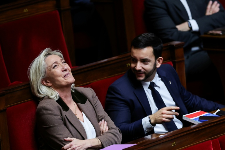 Marine Le Pen et Jean-Philippe Tanguy, le 30 octobre 2025 à l'Assemblée nationale à Paris