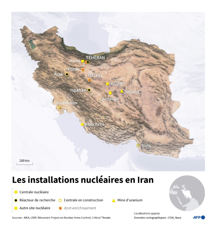 Les installations nucléaires en Iran 