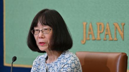 La présidente de la Cour pénale internationale (CPI), Tomoko Akane, au Japan National Press Club à Tokyo, le 14 juin 2024