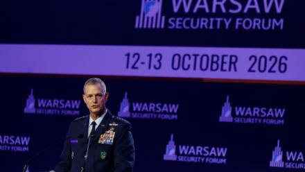 Alexus G. Grynkewich, principal chef militaire de l'Otan, à Varsovie, le 12 octobre 2026