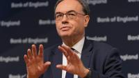 Le gouverneur de la Banque d'Angleterre, Andrew Bailey, lors d'une conférence de presse présentant le rapport semestriel du Comité de politique financière (FPC) de la banque centrale, le 2 décembre 2025