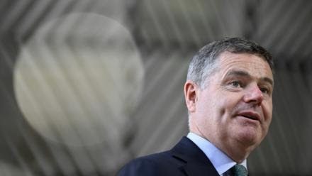 Paschal Donohoe, alors ministre irlandais des Finances et président de l'Eurogroupe, le 13 juillet 2023 à Bruxelles 