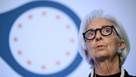 La présidente de la Banque centrale européenne, lors d'une conférence annuelle sur la BCE et ses observateurs à Francfort le 25 mars 2026