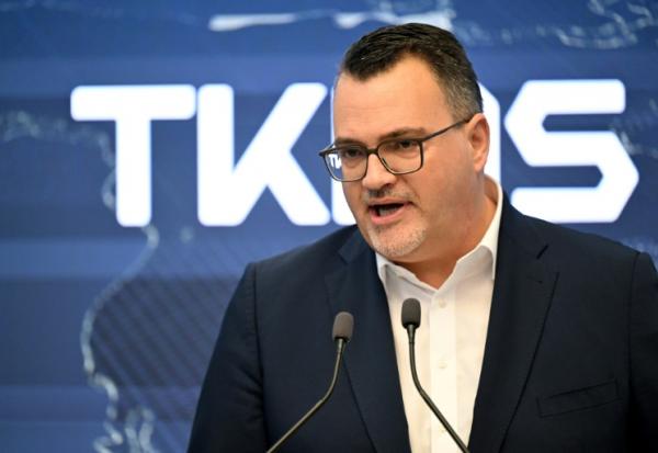 Oliver Burkhard, patron de ThyssenKrupp Marine Systems (TKMS) lors de l'introduction à la Bourse de Francfort, le 20 octobre 2025 