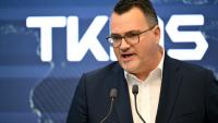 Oliver Burkhard, patron de ThyssenKrupp Marine Systems (TKMS) lors de l'introduction à la Bourse de Francfort, le 20 octobre 2025 